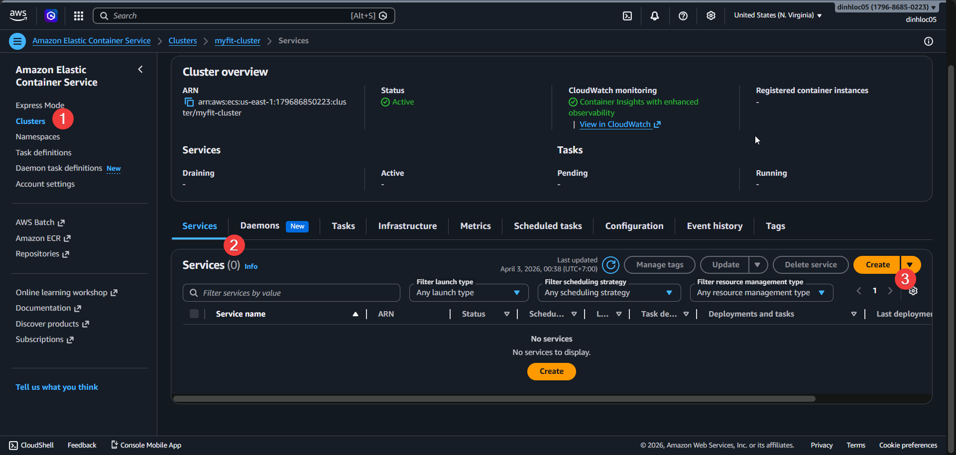 Create ECS service screen 1