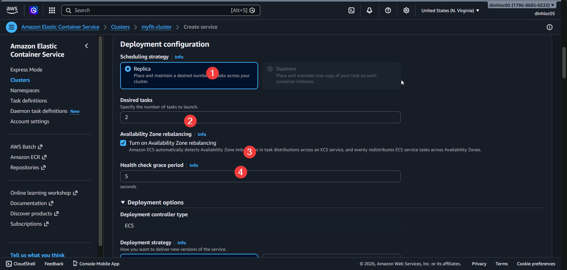 Create ECS service screen 3