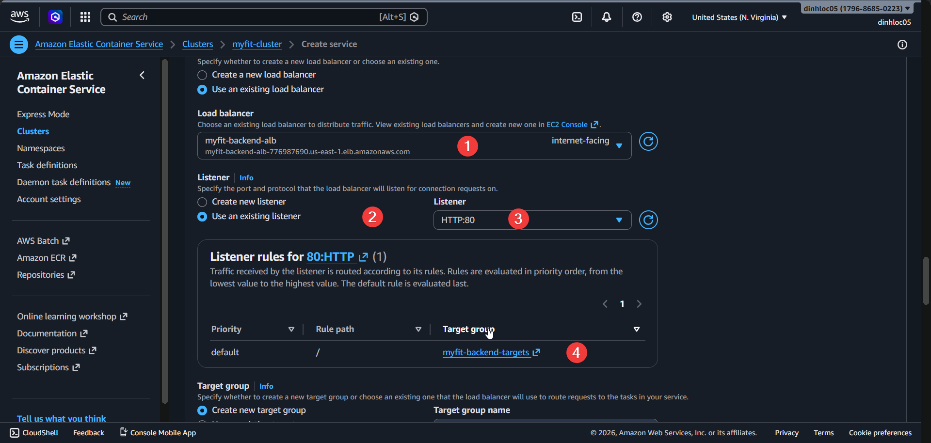 Create ECS service screen 6