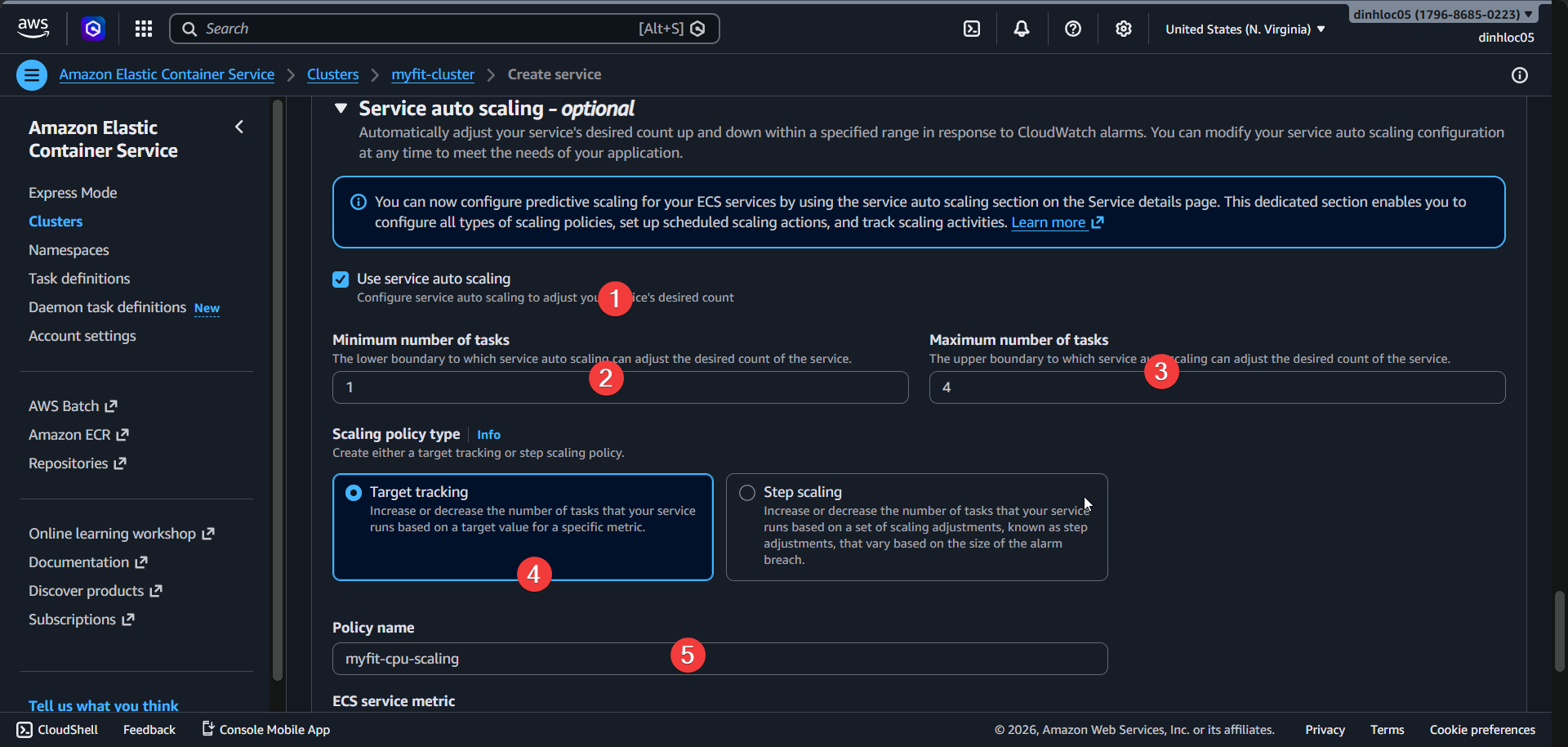 Create ECS service screen 7