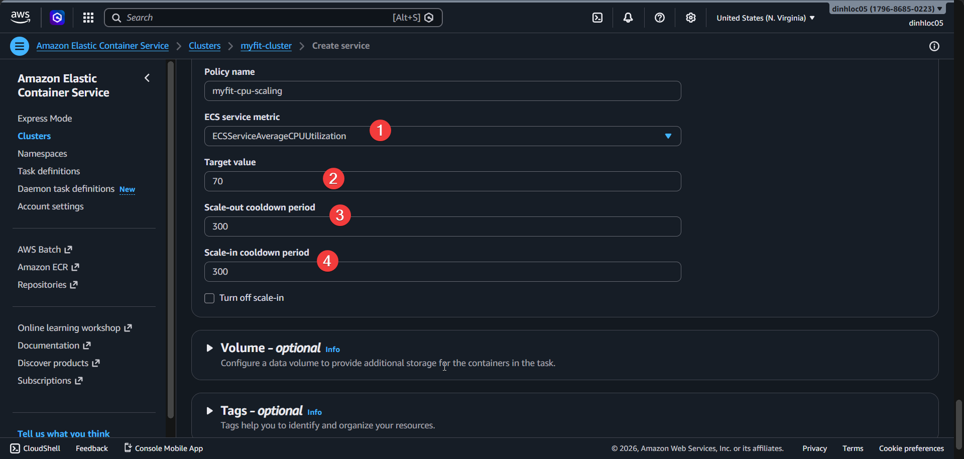 Create ECS service screen 8