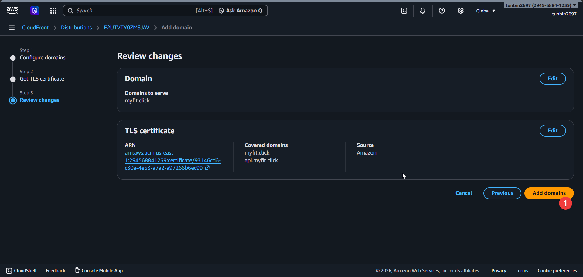 CloudFront review domain changes