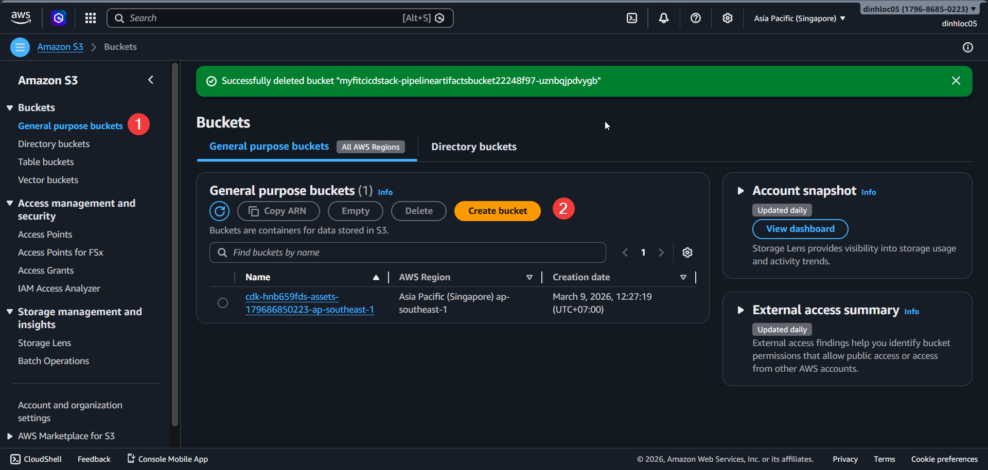 S3 create bucket screen 1