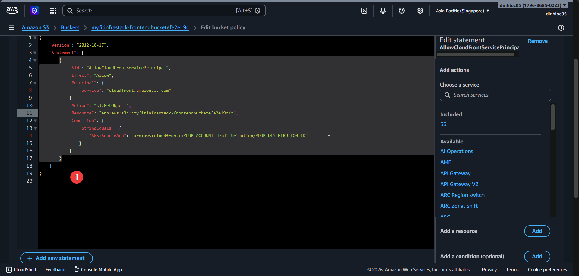 S3 bucket policy screen