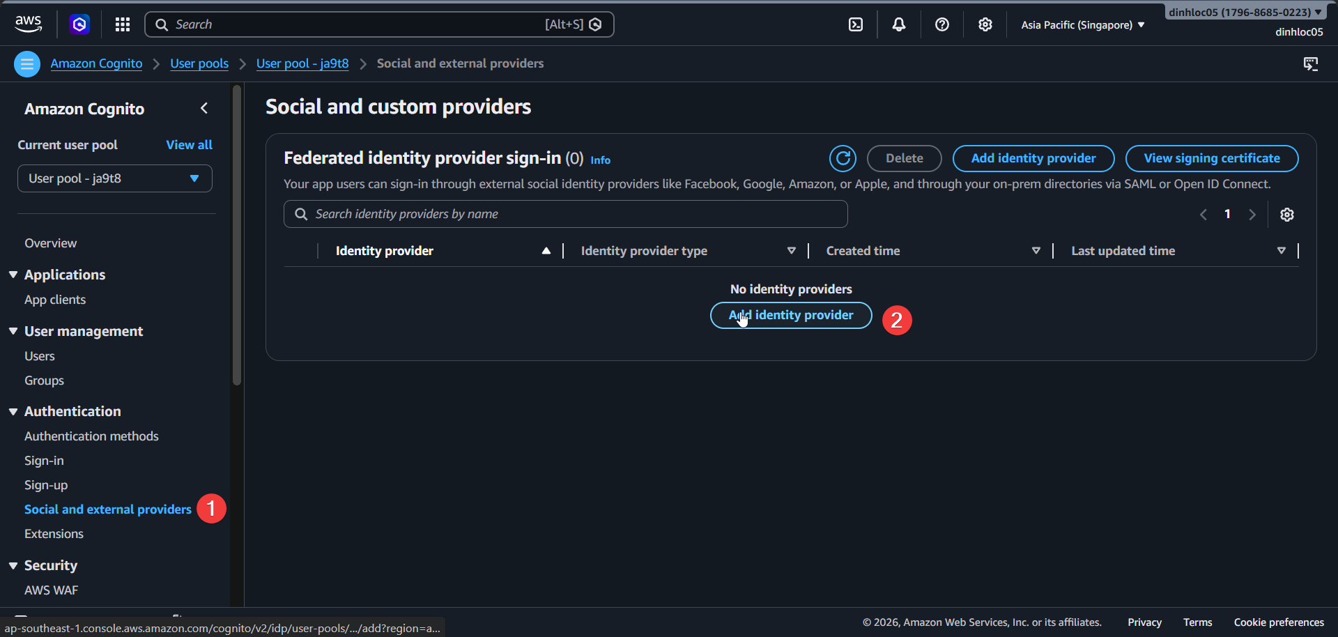 Cognito social providers entry