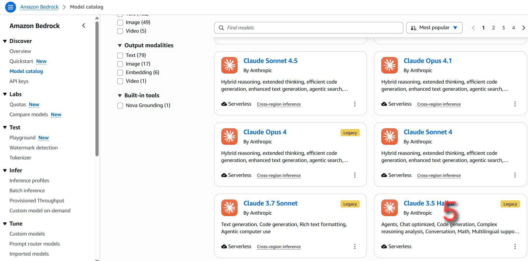 Select Bedrock model from catalog