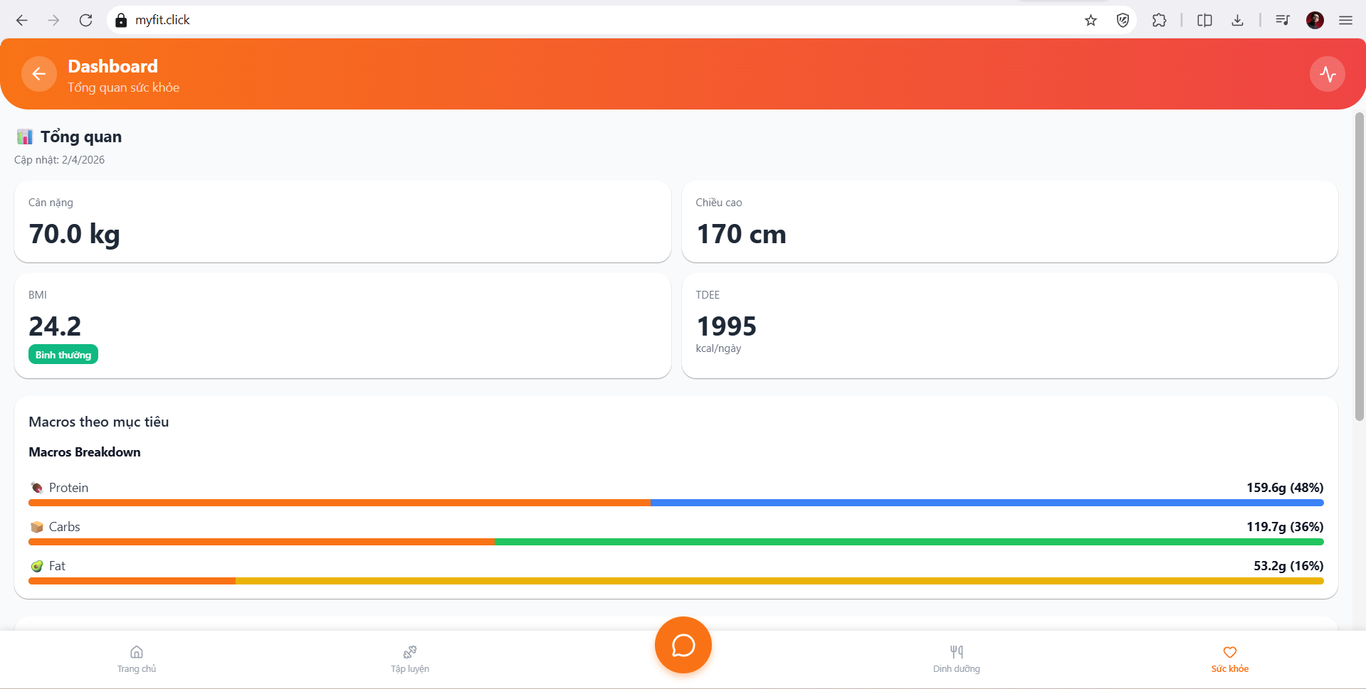 App result 5 - Health dashboard
