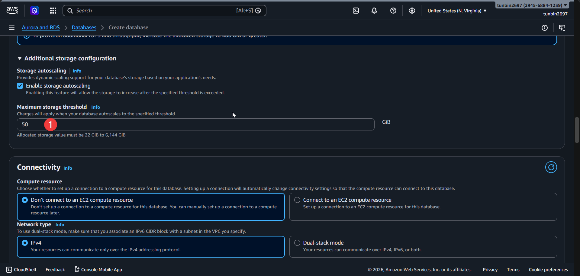 Create RDS autoscaling threshold