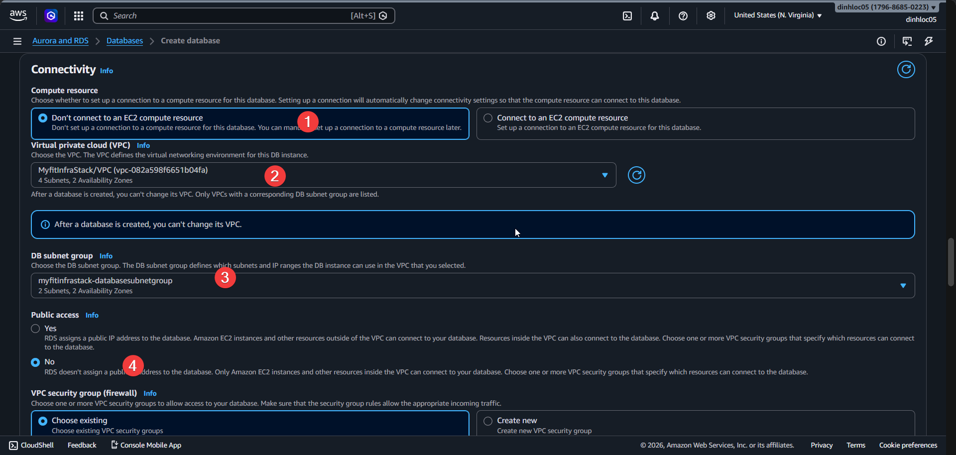 DB subnet group screen 3