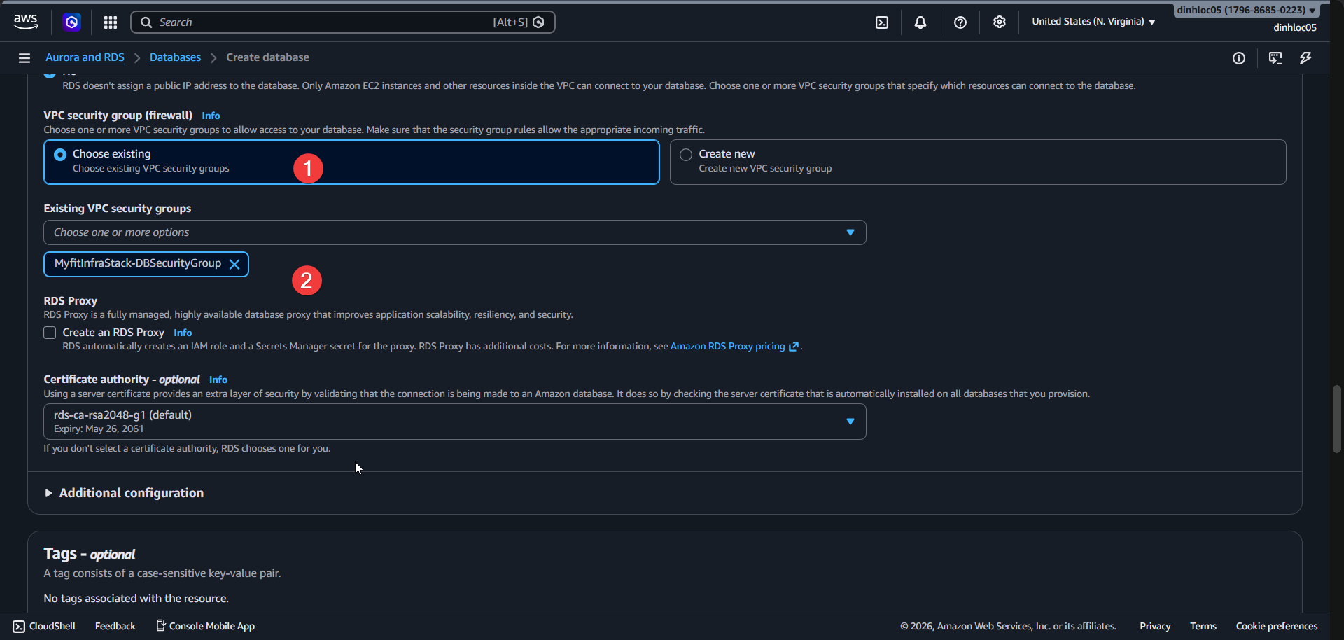 DB subnet group screen 4