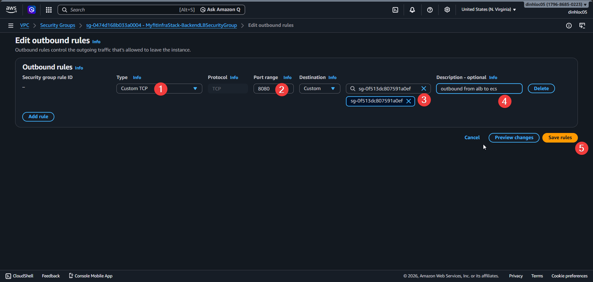 Edit outbound ALB-ECS